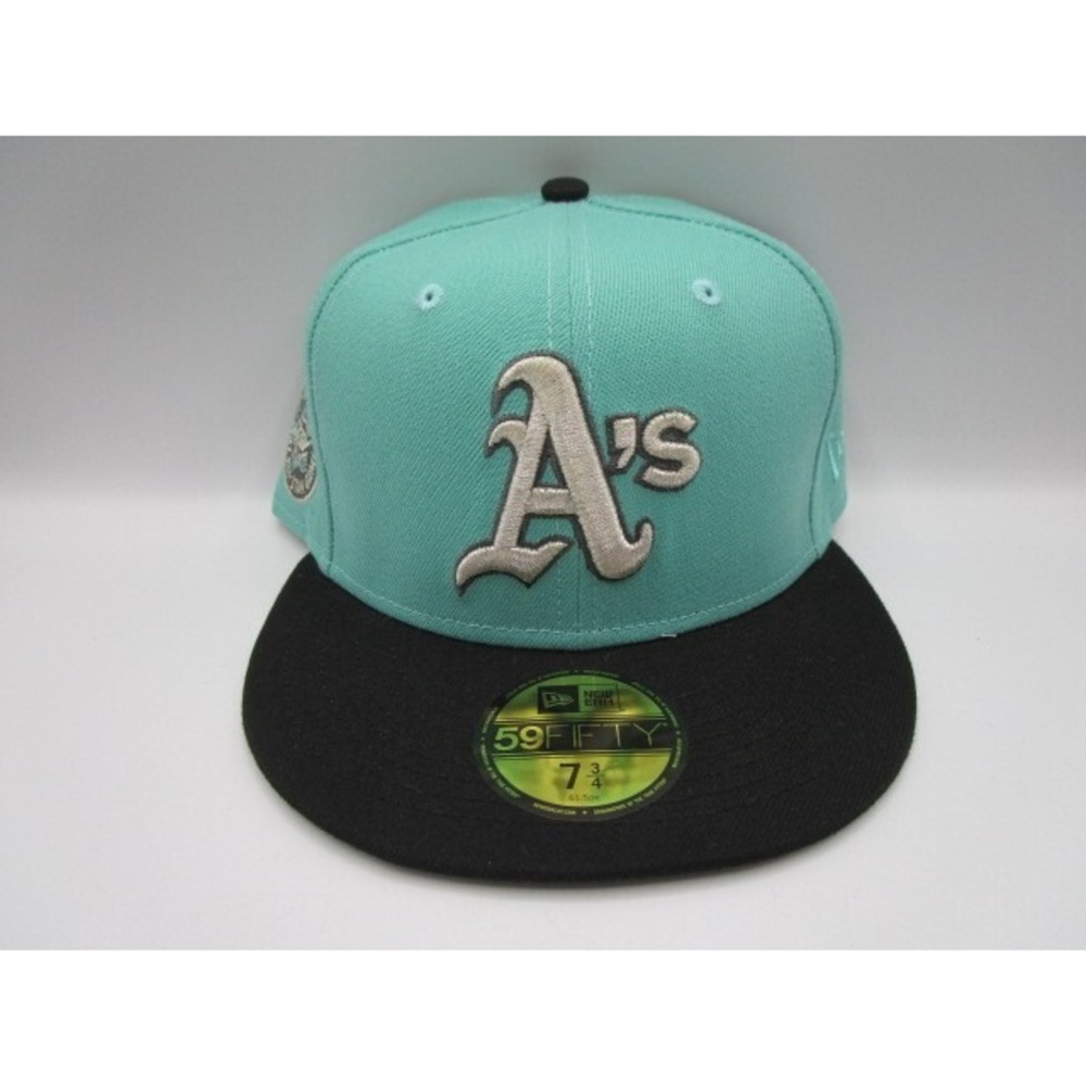 New Era 59Fifty Size 7 3/4 Oakland Athletics Mint Green Black 1987 ASG Patch Hat